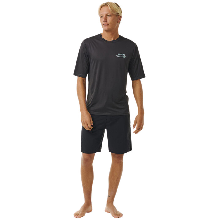 2024 Rip Curl Hombres Ding Repairs Surflite UPF Rash Tee 14WMRV - Washed Black